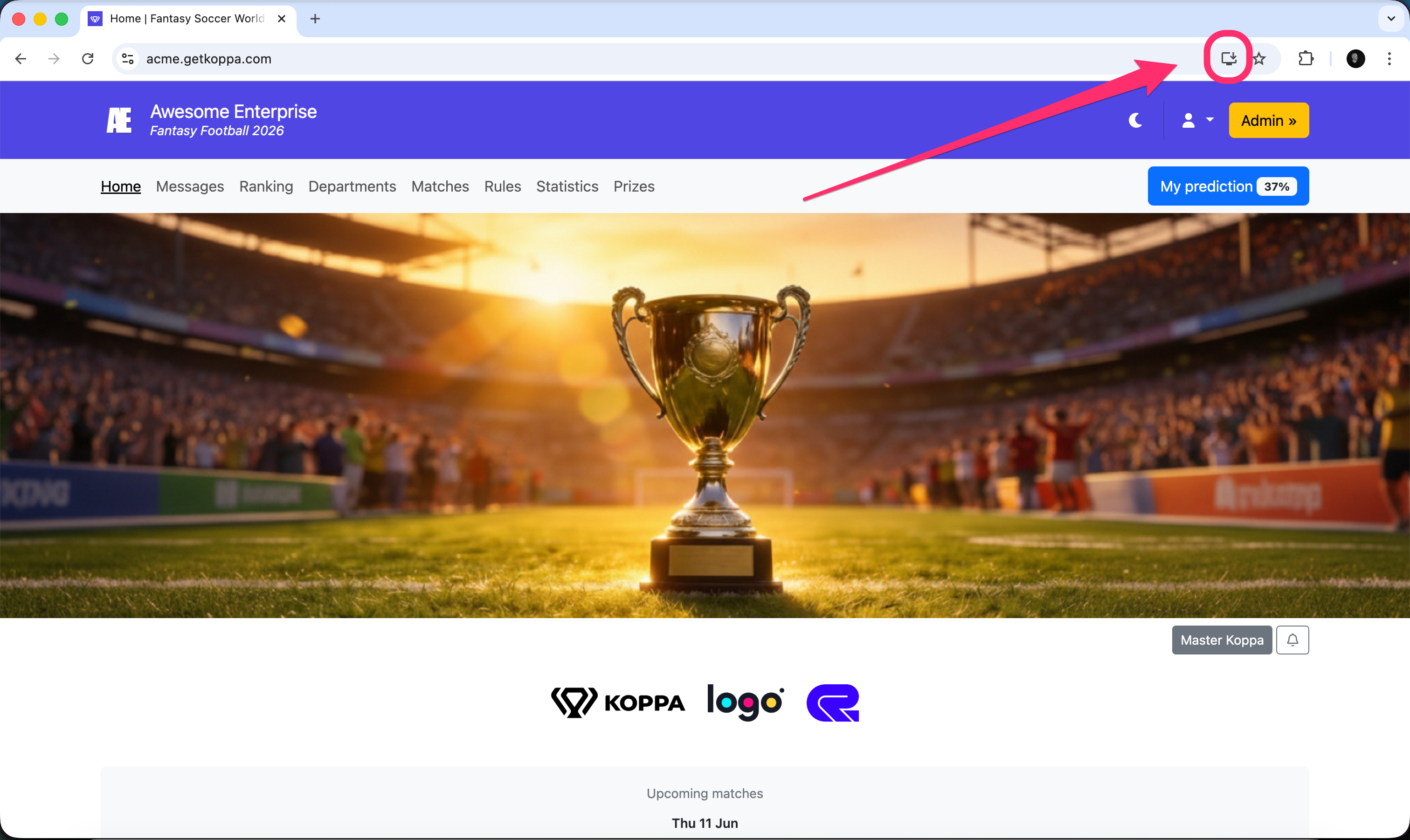 Install icon in Chrome address bar
